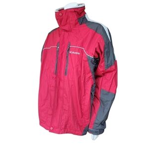 Columbia Interchange Red & Gray Coat & Removavle Grat Fleece Jacket (M)